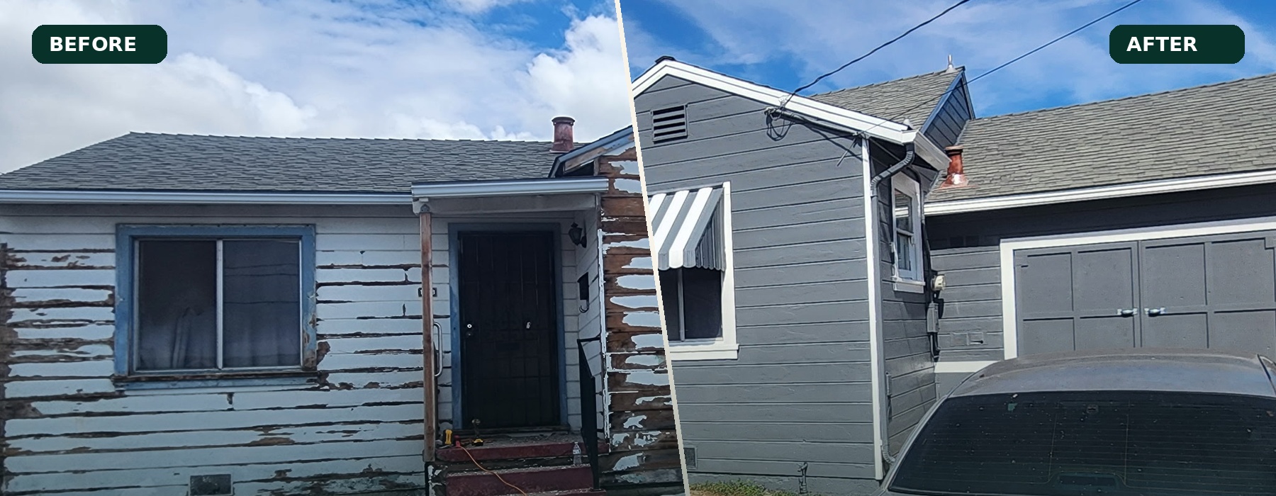 Before and after residential and commercial painting transformation by Rick's Painting & Wallcovering